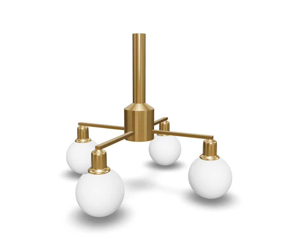 Modern Golden Chandelier With White Lampshades