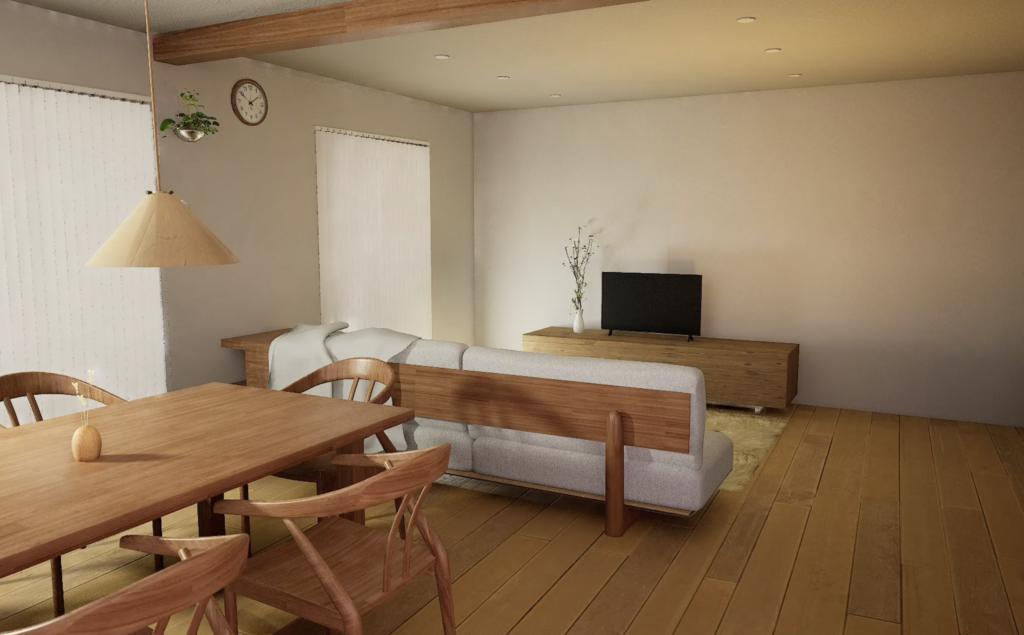 Warm Minimalist Living Room with Natural Wood Accents