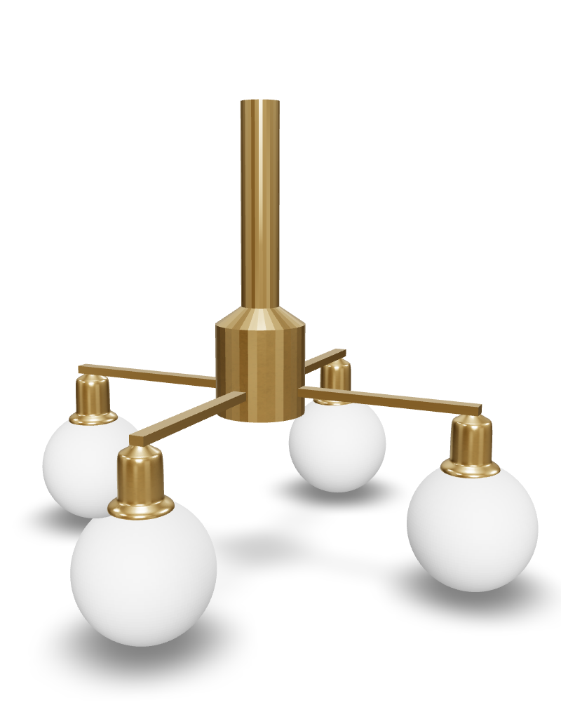 Modern Golden Chandelier With White Lampshades