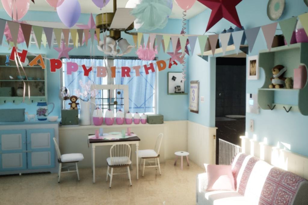 Pastel-Themed Kids Room Decorated for a Birthday Party